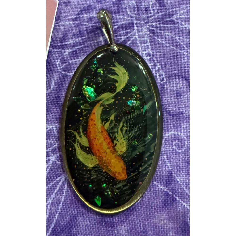 Energy Artist Julia Watkins The Money Fish Koi Pendant Feng Shui Charm NEW
